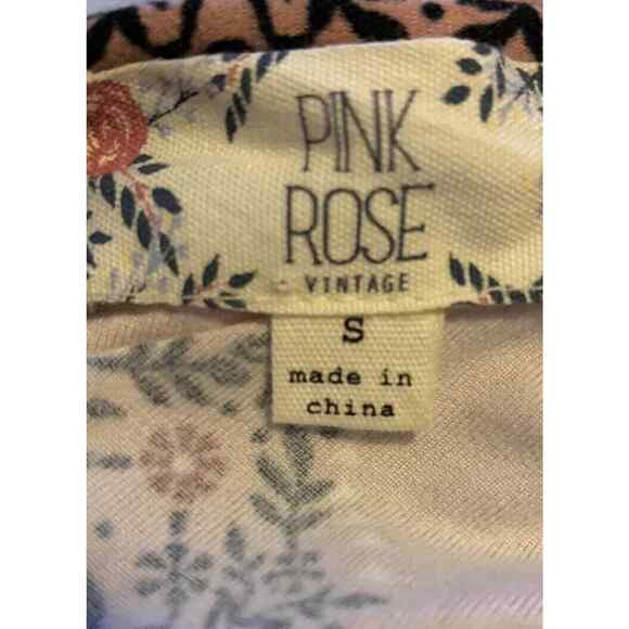 Pink Rose Tunic Trapeze Dress Small Women Dark Pink Floral Bell Sleeves Y2KStyle - Picture 7 of 13